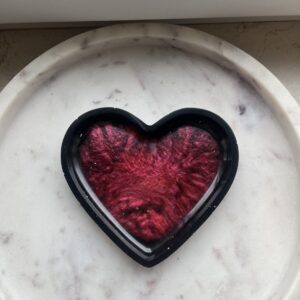 Handgemachte Herzschale|metallic rot+schwarz|Schmuckablage
