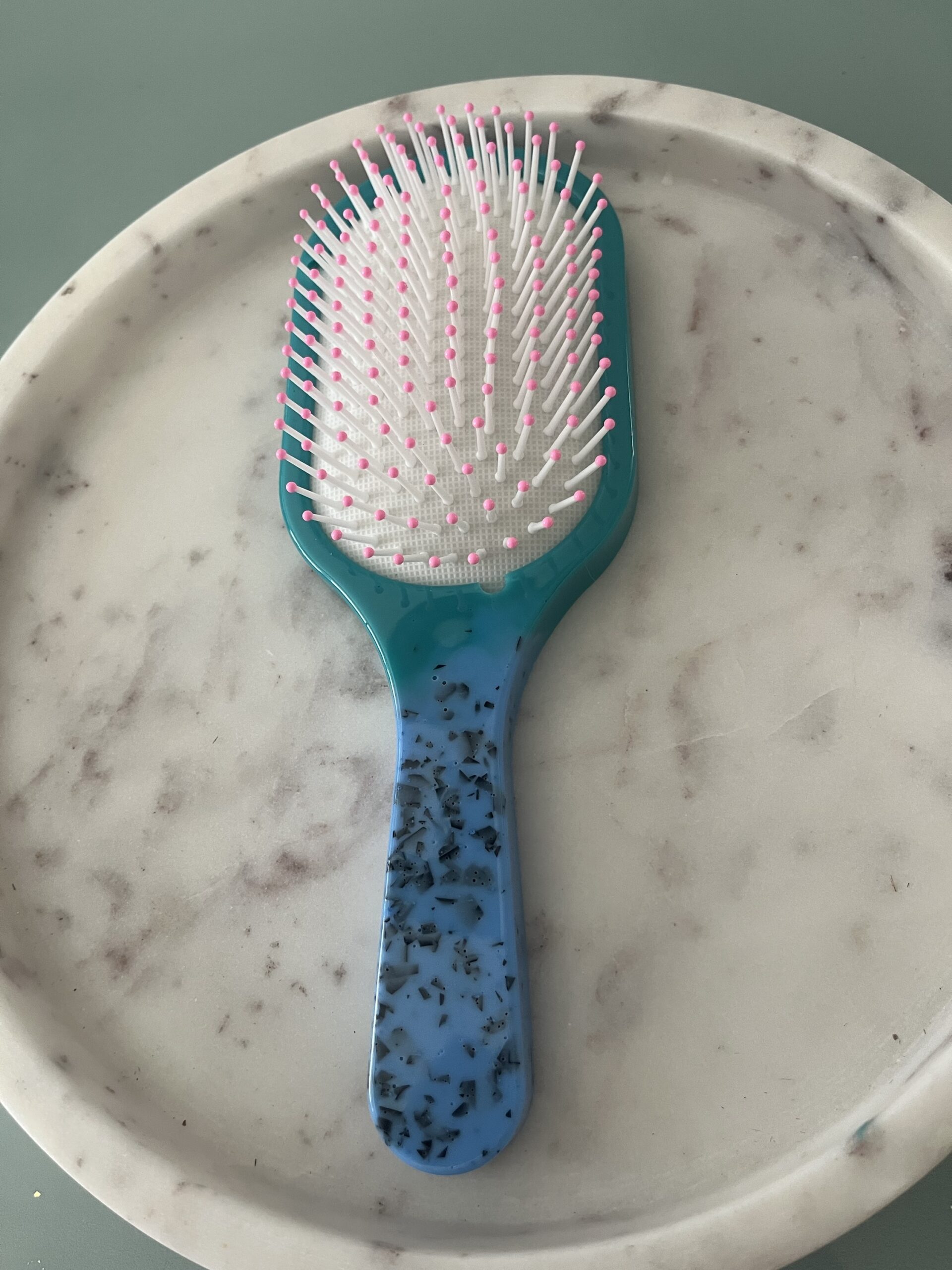 Handgemachte Haarbürste| Must-Have| Accessoire| blau und türkis – Bild 4