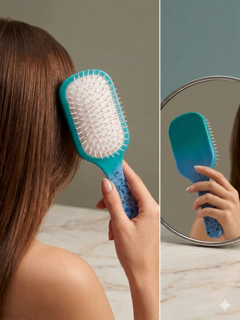 Handgemachte Haarbürste| Accessoire| blau und türkis