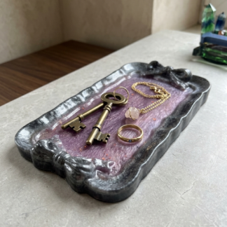 Handgemachtes Schleifentablett| Ablage| Dekoration| Geschenkidee| metallic Lila und grau