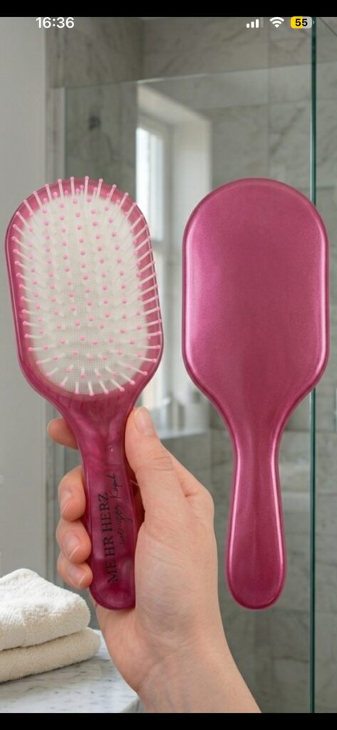 Haarbürste pink metallic mit Spruch