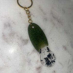 Einkaufswagenchip metallic Olivgrün mit Blattsilber