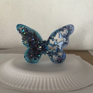 Schmetterlingsfigur Sternenhimmel schwarz- blau Glitzer