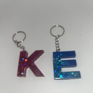 Schlüsselanhänger Buchstaben (pink+ Glitzer) & (blau+ Glitzer)| Handmade E+ K
